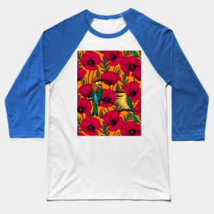 Bee eaters and poppies on orange Baseball T-Shirt